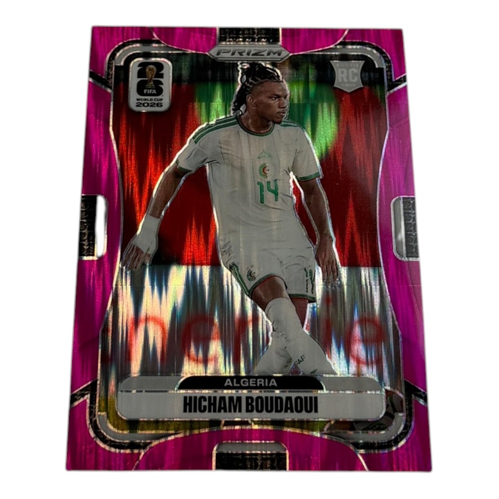 2026 Panini Prizm Hicham Boudaoui Algeria Pink Mojo Prizm /195 RC #129 Soccer